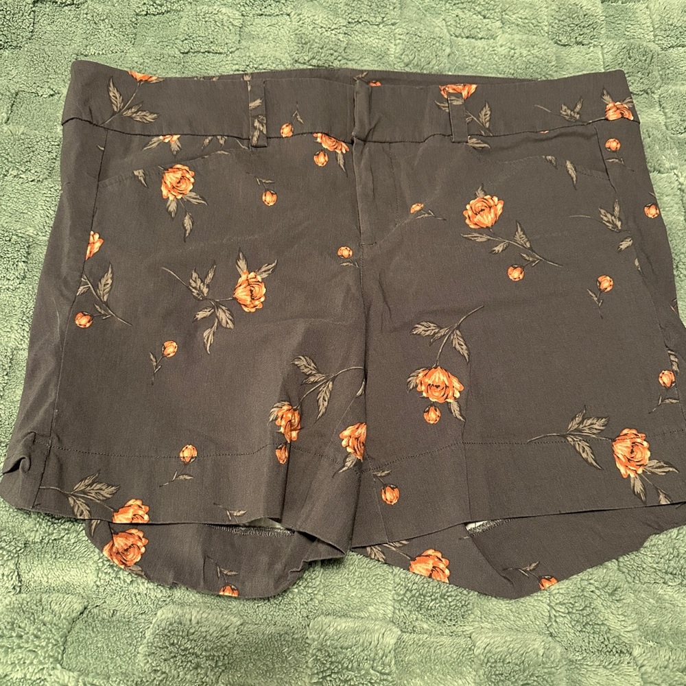 Torrid High Waist Grey and Orange Floral Shorts